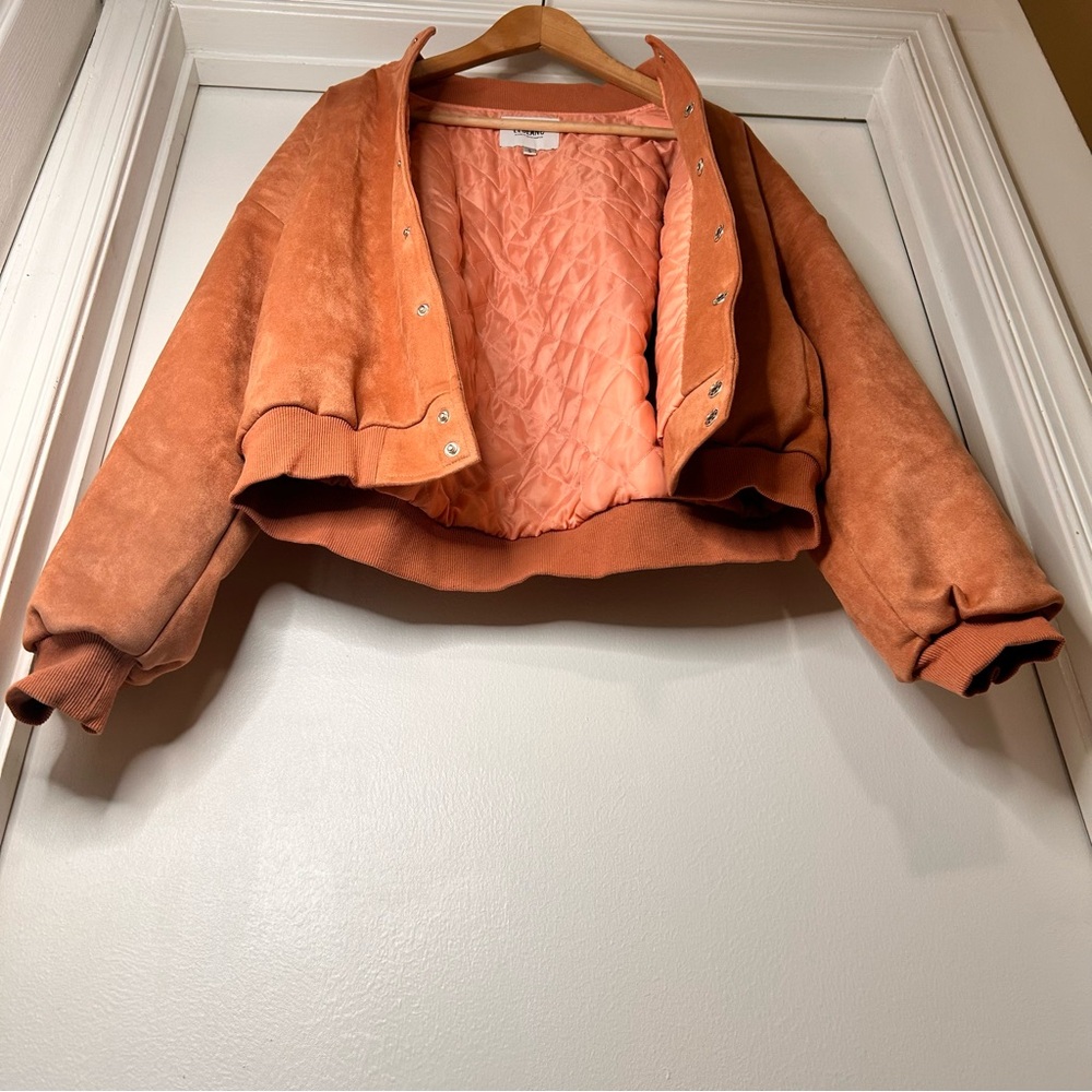 LEBLANC Faux Suede Bomber Jacket - Size Small - Picture 8 of 13